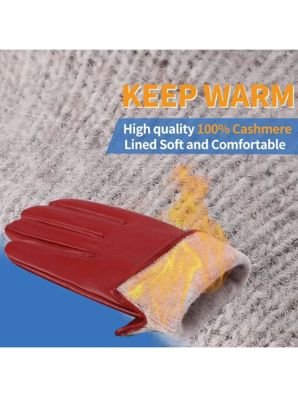 Warm Soft Cashmere Lined Nappa Lambskin Leather Gloves for Women - Stylish